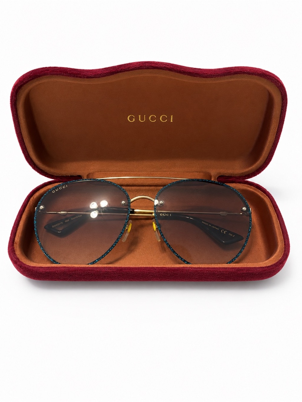 Gucci Blue Glitter & Gold Aviator Sunglasses